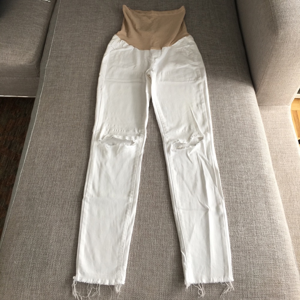 White stretch maternity jeans